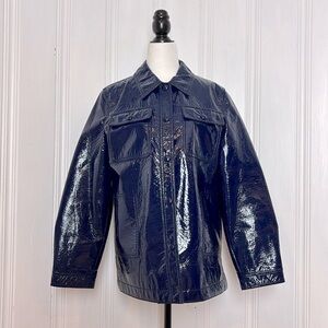 TORY BURCH Shiny Navy Blue Utility Jacket